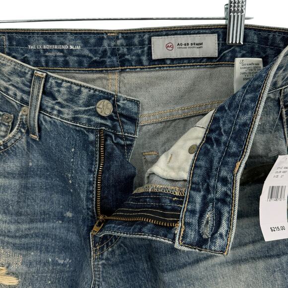 Adriano Goldschmied Patched Slouchy Jean SZ 27 Ex Boyfriend Slim Thrashed Blue - Picture 13 of 16